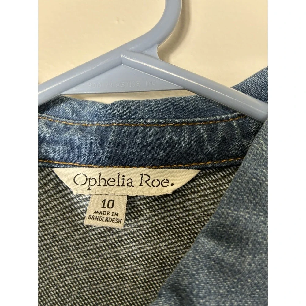 NEW! Ophelia Roe Button Up Denim Dress Sz 10 Western‎ Rodeo Long Sleeve